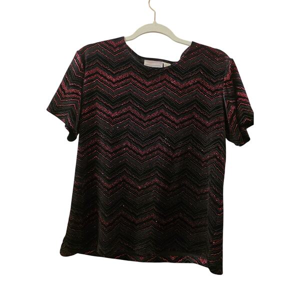 Vtg Y2K Special Occasions Black & Red Metallic Top Impressions New Years Eve L - Picture 1 of 5